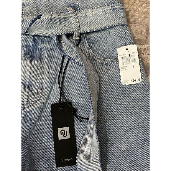 Numero Brussels High Rise Paper Bag Tapered Leg Ice Blue Women’s Sz 28 - Picture 3 of 9